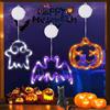 Sprinlot Decorazione per Finestre di Halloween, 3 Pezzi di Luci a LED per Finestre di Halloween con Ventosa, Zucca Arancione, Fantasma Bianco, Luci a Forma di Pipistrello Viola per La Decorazione