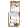 HYCFYJR Comodino Camera da Letto con Porta Gioielli, Comodini con Cassetti in Tessuto e Scaffale Aperte, Comodino Piccolo Moderni per Camera, Soggiorno, Oro/Bianco
