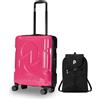 Invicta Trolley Viaggio - Bagaglio a Mano - Rosa - 33 Litri, Rigido da Cabina con 4 Ruote Girevoli + ZAINO MINISAC GLOSSY - Invicta - Viaggi e Tempo Libero
