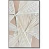 DRW Quadro tela astratta con cornice in legno naturale naturale, bianco e beige, 120 x 80 x 4,5 cm