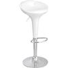 Baroni Home Sgabello Bar Girevole con Altezza Regolabile, Seduta in Plastica Base Cromata con Poggiapiedi e Fondo Antigraffio, Sgabello Cucina, Ristorante, Penisola, 40x45x59-79 cm (Bianco, 1)