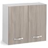 DEODATO Pensile per cucina 2 ante 80x30x72 olmo perla maniglie cromate