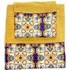 Corredocasa Asciugamani in Spugna Pregiata Super Morbidi Assorbenti Resistenti Asciugamano Mani e Corpo Disponibili in Due Fantasie Disegno Maiolica (oro), Set 1+1 Viso e Ospite, Made in Italy