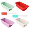 KAHOUI 4 Pezzi Stampo Plumcake Silicone Piccoli, Rettangolare Stampi in Silicone per Dolci, Stampo per Plumcake con 2 Raschietti, Riutilizzabile Stampo Silicone per Cucine Ristoranti e Panetterie