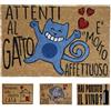 KOKO DOORMATS Zerbino ingresso casa in Fibra di Cocco "Attenti al Gatto" | Tappeto Ingresso Esterno con Base Antiscivolo in PVC | Design Simpatico e Resistente da 40x60 cm per Porta d'Ingresso