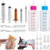 DONQL 2PCS Biberon per Animali Domestici 60ml, 5 Siringa per Animali Domestici, Biberon per Gattin Set da 6 Pezzi con tettarella di Ricambio, Pet Milk Bottle per Piccoli Animali Gatti Cuccioli 1 Spazzole