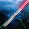 KYWLCO Spada Laser-Lightsaber RGB 15 Colori Ricaricabile USB-C Effetti Sonori FX, 4 modalità di Duello, Spade Laser Collegabili in Metallo-Cosplay,Halloween (1 Pc Argento 78cm)