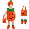 Kinwers Completo Abbigliamento Bambini, Vestito con Cappello e Copriscarpe, Arancione per Feste