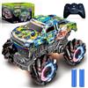 PENGBU RC Monster truck telecomandato con luce pneumatici e musica, 2,4 GHz, con rotazione di 360°, camion mostro 1/20 con 2 batterie 50 min, auto telecomandata a partire da 3 4 5 6 7 8 anni