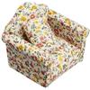 LATRAT Divano Casa delle Bambole, Mobili in Miniatura 1:12 Modello Stoffa Motivo Floreale Con Cuscino, Accessori Mini Set di Mobili