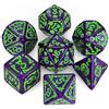 QMAY, Set di dadi poliedrici per Dungeon e Dragons MTG RPG D&D D20, D12, D10, D%, D8, D6, D4 - 7 pezzi (Lila Halloween)
