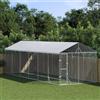 IKAYAA Recinto per cani da esterno Kennel per Cani da Esterno Recinto per Animali Gabbia Cani con Copertura-3 x 9 x 2.5 m