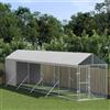 IKAYAA Recinto per cani da esterno Kennel per Cani da Esterno Recinto per Animali Gabbia Cani con Copertura-2 x 10 x 2.5 m