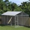 IKAYAA Recinto per cani da esterno Kennel per Cani da Esterno Recinto per Animali Gabbia Cani con Copertura-3 x 6 x 2.5 m
