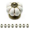 Ganzoo set da 8 pomelli per armadi e cassetti, design corona vintage shabby chic, in porcellana bianca con ornamento bronzo anticato, per mobili cucina bagno camera, diametro 38mm profondita 38mm