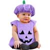 Generico Vestito Zucca Neonato Costume da Zucca di Halloween per Neonato Pagliaccetto Tutina Halloween con Cappello e Scarpa Costumi di Carnevale per Bambini Piccoli, per 0-4 Anni (A01-Purple , 3-4 Years)