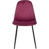 Cribel Set 4 Sedie Lena Bordeaux in Velluto con Impunture a Rombi | Struttura in Metallo Nero | Design Moderno ed Elegante per Cucina, Soggiorno e Sala da Pranzo