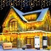 Xahpower Luci di Natale da Esterno Cascata, 520 LED 15M Luci di Natale da Esterno con Telecomando, 8 Modalità, Tenda Luminosa per Balcone, Natale, Matrimoni, Feste - Bianco Caldo