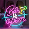 UExnkj-Y Bar Open Neon Sign Cocktail Bar Rosa Blu LED Luce al Neon Dimmerabile Open Sign per Pub Home Beer Club Man Cave Ristorante Negozio