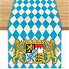JClorix Runner da tavola Oktoberfest, 33 x 183 cm, tovaglia bavarese, colore blu e bianco, con motivo a rombi e stemma, decorazione da tavolo per prati, feste, soggiorno e ristorante, 100% lino