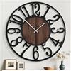 Mee 2ou Orologio da Parete Gigante 100cm, Silenzioso Stile Rustico in Metallo con Quadrante in Legno, Orologio a Batteria per Soggiorno, Camera, Cucina, Ufficio, Decorazione Casa
