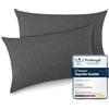ATsense Federe Cuscino Letto 40x60 cm, Set di 2, 100% Cotone Lavato, Copricuscino Letto Grigio Scuro Con Cerniera, Federa Cuscino Certificata OEKO-TEX