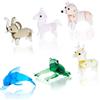 Hobbspring 6 statuette in vetro soffiato a mano in miniatura con decorazione in vetro colorato animale rana sika cervo elefante mitico delfino cane per regali da collezione per la decorazione della