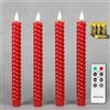 Rhytsing Set di 4 spirale Candele a Led Rosse Coniche Telecomando e Batterie, Natale Decorazione Luminosa Uso Interno H 25 cm