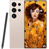 ULUCAN Smartphone S25 Ultra Premium 5G - 16 GB 1 TB, schermo HD 1440p da 7,3, doppia fotocamera da 108 MP e 72 MP, Snapdragon 8Gen 3, ricarica rapida da 8000 mAh, Android 14 sbloccato,Desert Gold-1TB