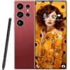 ULUCAN Smartphone S25 Ultra Premium 5G - 16 GB 1 TB, schermo HD 1440p da 7,3, doppia fotocamera da 108 MP e 72 MP, Snapdragon 8Gen 3, ricarica rapida da 8000 mAh, Android 14 sbloccato,Red-1TB