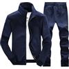 Generico Tuta Completa Sportiva Invernale Uomo 2 Pezzi Taglie Forti Giacca senza Cappuccio e Pantalone Fitness Tinta Unita Autunno Inverno Alla Moda Giacca senza Zip e Tasche Caldo Elegante Sportiva Palestra