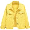TUQIDEWU Giacca di jeans da donna, giacca da donna, giacca outwear per le mezze stagioni, giacca di jeans da donna con bottoni, slim fit, in denim, casual, estivo, a maniche lunghe, oversize, giallo.,