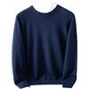 Generic Maglione da uomo 100% lana O-collo pullover maglia grandi dimensioni invernali maglioni a maniche lunghe abbigliamento in cashmere, blu navy, 4XL