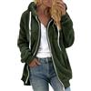 Generico Pail Donna Felpa Lunga Donna Giacca Montagna Maglione con Cappuccio Tinta Unita da Taglie Forti in Caldo Pile di Lana con Cerniera. Felpa Pile Zip Giacca Green L