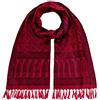 Maharanis - Sciarpa di seta jacquard 100% pura seta rosso-nero