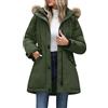 CMTOP Giacca Invernale Donna Media Lunga Cappotto Impermeabile Calda Comodi Antivento Parka Giubbotto Elegante Moda con Cappuccio Staccabile in Pelliccia Jacket Slim Fit con Zip Tasche(Blu Navy, XL)