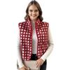 Fumxincg Cardigan da donna in pile Sherpa a scacchi, senza maniche, con cerniera, collo alto, invernale, caldo, per autunno e inverno, in morbido pile, Rosso, M