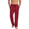 Dosieyeo Pigiama da uomo, lungo, leggero, traspirante, con tasche, largo, con elastico, per il tempo libero, M-3XL, Rosso e nero a quadretti, L