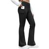 CMTOP Leggings Termici Donna con Flared Pantaloni da Trekking Invernali a Vita Alta Pantalone Yoga Foderati in Pile Casual Sportivi a Zampa con Tasche