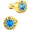 Supcare Orecchini Donna in Acciaio Inossidabile, Orecchini Donna Oro con Pietra Portafortuna Zircone Blu, Orecchini Vichinghi Uomo con Numeri Romani, Idee Regalo.