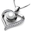 DEPHINI - Collana Cuore Argento 925 per Donna, Ciondolo con Zirconia Cubica, Gioielli Raffinati da Ragazza, Idea Regalo Originale Compleanno e Anniversario, Confezione Regalo Inclusa (Perla)