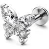 BodyBonita G23 Titanio Helix Piercings Orecchio - 16G Piercing Trago Labret Stud Ipoallergenici Medusa Monroe Labret Lip Conch Earring 8mm Butterfly