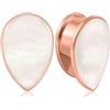 Vankula Dilatatori Lobo Single Flared tunnel dilatatore orecchie in Acciaio inossidabile Conchiglia a goccia lobi piercing espansori Gioielli Uomo Donna 8mm(0G) Oro Rosa
