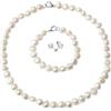 Treasure Bay TreasureBay - Parure di gioielli da donna con collana, bracciale e orecchini, composti da perle barocche naturali da 11-12 mm, grado AA e Argento, colore: bianco, cod. TBC718LXS