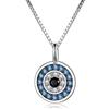 PEIMKO Collana Blu Malocchio con Zirconi in Argento Sterling 925 Ciondolo Amuleto Rotondo Blu per Donna Moglie 18 Pollici- Bianco/Oro Rosa Disponibile(Bianco)