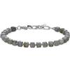 COAI Bracciale da Uomo in Pietre Naturali e Acciaio Inox, Bracciale di Perline Quadrate di Labradorite da Uomo