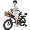 FUROMG Bicicletta per bambini dai 3 anni in su, 14 pollici, con cestino, ruote di supporto e sedile posteriore con schienale, altezza del sedile regolabile, bici da città per bambini dai 3 ai 7 anni (nero)
