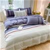 Odot Stile Semplice Set Copripiumino 4 Pezzi, Set di Biancheria da Letto con Copripiumini, Lenzuola sotto con Angoli e Federe, Set Biancheria da Letto (220x240cm,Strisce Viola)
