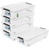 PAFEN 5x scatola di stoccaggio su rotelle, 29l - 58x39x16cm - SET contenitori di stoccaggio scatole trasparenti scatole di stoccaggio impilabili con clip di chiusura