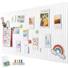 EUBSWA 60 x 40 cm Grande Bacheca in Feltro Autoadesiva, Bacheca Decorativa a Strisce Verticali in Feltro, Bacheca in Feltro Pieghevole, Fototelaio Memo per Ufficio Cucina, Bianco